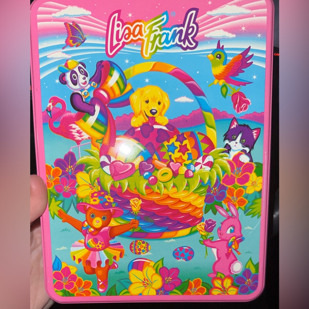 Lisa Frank Rainbow EMPTY Colorful Tin Container